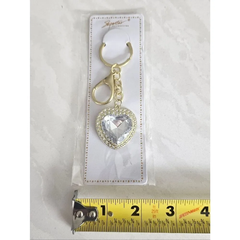 Crystal & Gold Heart Keychain